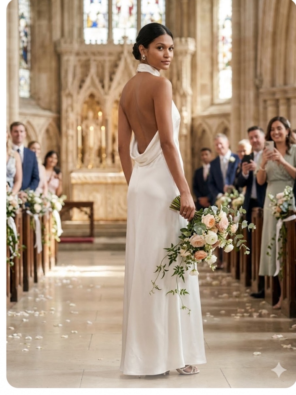 New Lulus Melania Halter Elegant White Halter Satin Backless Gown Sz XL